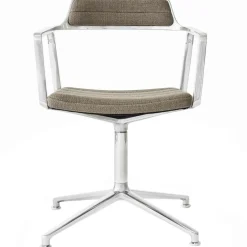 Vipp Skrivbordsstolar & Kontorsstolar-452 Snurrstol Med Fötter, Polerat Aluminium / Svart Läder