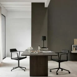 Vipp Skrivbordsstolar & Kontorsstolar-452 Snurrstol Med Fötter, Polerat Aluminium / Svart Läder