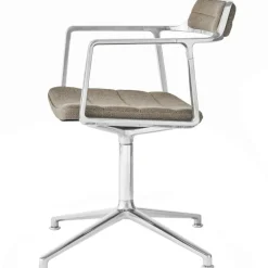 Vipp Skrivbordsstolar & Kontorsstolar-452 Snurrstol Med Fötter, Polerat Aluminium / Svart Läder