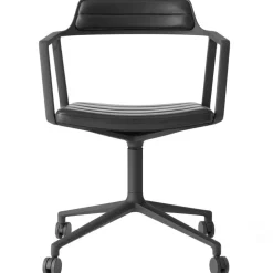 452 Snurrstol Med Hjul, Polerat Aluminium / Sandfärgad Läder