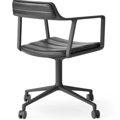 452 Snurrstol Med Hjul, Polerat Aluminium / Sandfärgad Läder