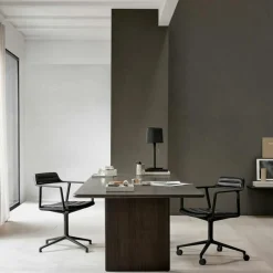 452 Snurrstol Med Hjul, Polerat Aluminium / Sandfärgad Läder