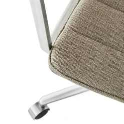 452 Snurrstol Med Hjul, Polerat Aluminium / Sandfärgad Läder