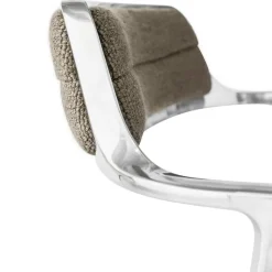 452 Snurrstol Med Hjul, Polerat Aluminium / Sandfärgad Läder