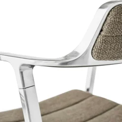 452 Snurrstol Med Hjul, Polerat Aluminium / Sandfärgad Läder