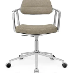 Vipp Skrivbordsstolar & Kontorsstolar-453+ Snurrstol Med Hjul, Polerad Aluminium / Bosco Green Läder