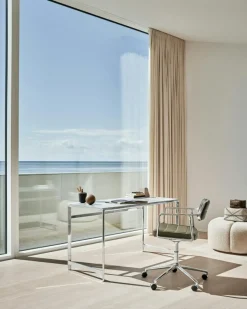 Vipp Skrivbordsstolar & Kontorsstolar-453+ Snurrstol Med Hjul, Polerad Aluminium / Bosco Green Läder