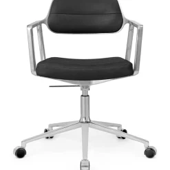 Vipp Skrivbordsstolar & Kontorsstolar-453+ Snurrstol Med Hjul, Polerad Aluminium / Bosco Green Läder