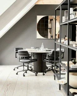 Vipp Skrivbordsstolar & Kontorsstolar-453+ Snurrstol Med Hjul, Polerad Aluminium / Bosco Green Läder