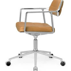 Vipp Skrivbordsstolar & Kontorsstolar-453+ Snurrstol Med Hjul, Polerad Aluminium / Bosco Green Läder