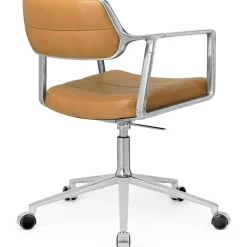 Vipp Skrivbordsstolar & Kontorsstolar-453+ Snurrstol Med Hjul, Polerad Aluminium / Bosco Green Läder