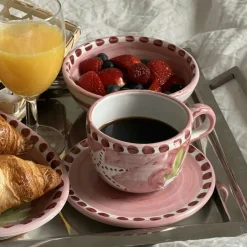 Piccola Home Kaffekoppar-Amalfi Cappuccinokopp Med Fat, Grön