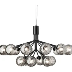 Apiales 18 Ljuskrona, Satin Black / Rökt