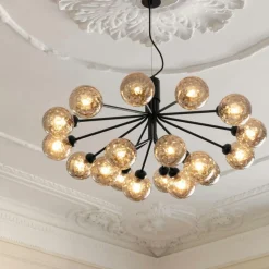 Apiales 18 Ljuskrona, Satin Black / Rökt