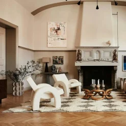 Dusty Deco Fåtöljer-Arco Loungefåtölj, Bouclé Vit