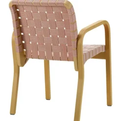 Armchair 45 Karmstol Svartlackerad yta, Klädsel i linne, Svartlackad Björk / Quiltat Läder Svart