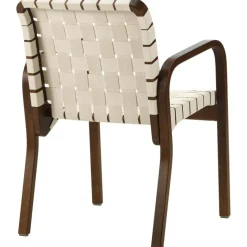 Armchair 45 Karmstol Svartlackerad yta, Klädsel i linne, Svartlackad Björk / Quiltat Läder Svart