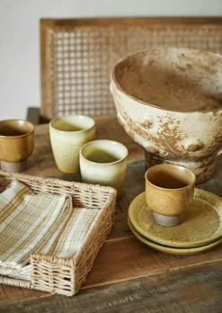 Madam Stoltz Assietter-Assiett Ø16 cm, Off-white / Gul