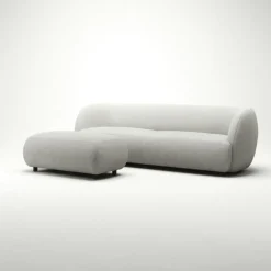 Atelier Fotpall 113 cm Micro Chenille, Sandshell Beige