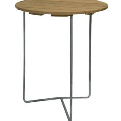 Grythyttan stålmöbler Trädgårdsbord-6B Bord Ø60 cm, Vitlackad Ek / Varmförzinkat Stål