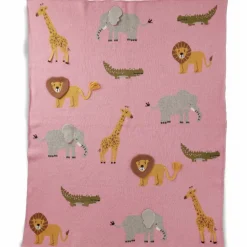 Barn RICE Barnfiltar-Babyfilt Stickad Med Djur & 3D-detaljar, Choklad