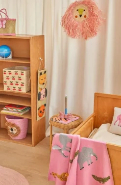 Barn RICE Barnfiltar-Babyfilt Stickad Med Djur & 3D-detaljar, Choklad