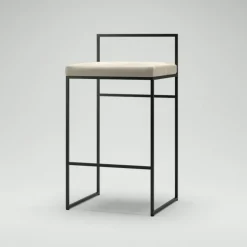 Department Barstolar & Barpallar-Barstol Med Ryggstöd 80 cm, Svart / Beige Sammet