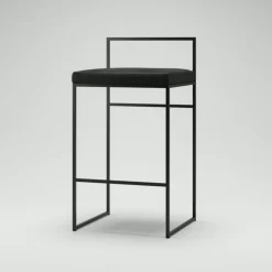 Department Barstolar & Barpallar-Barstol Med Ryggstöd 80 cm, Svart / Beige Sammet