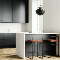 Department Barstolar & Barpallar-Barstol Med Ryggstöd 80 cm, Svart / Beige Sammet