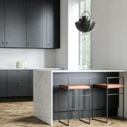 Department Barstolar & Barpallar-Barstol Med Ryggstöd 80 cm, Svart / Beige Sammet