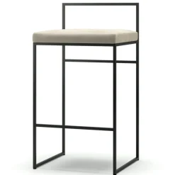 Department Barstolar & Barpallar-Barstol Med Ryggstöd 80 cm, Svart / Beige Sammet