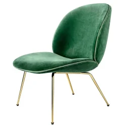 GUBI Fåtöljer-Beetle Loungestol, Conic Base Mässing, Velluto Cotone 420