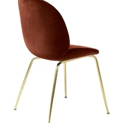 Beetle Stol Klädd Brass Base/ Velvet, Rusty Red