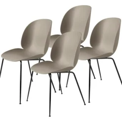 GUBI Stolar-Beetle Stol Oklädd, Conic Base Svart, 4-Pack, Amber Brown