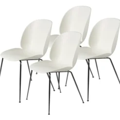 GUBI Stolar-Beetle Stol Oklädd, Conic Base Svart, 4-Pack, Amber Brown