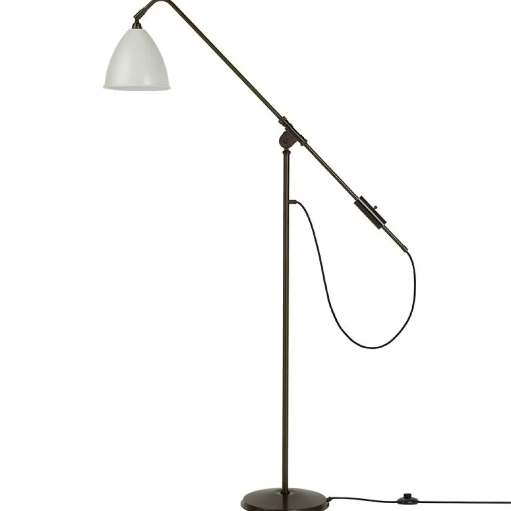 GUBI Läslampor|Golvlampor-Bestlite BL4 M Golvlampa, Black Brass/Classic White
