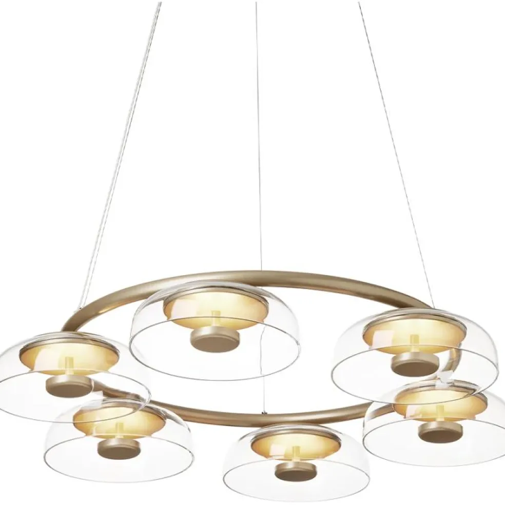 Blossi 6 Ljuskrona, Nordic Gold / Klar