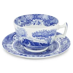 Spode Tekoppar|Kaffekoppar-Blue Italian Frukostkopp Med Fat, 28 cl