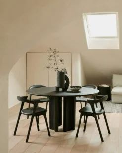 Ethnicraft Stolar-Bok Stol, Mörkbetsad Ek / Brun Skinn