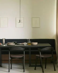 Ethnicraft Stolar-Bok Stol, Mörkbetsad Ek / Brun Skinn