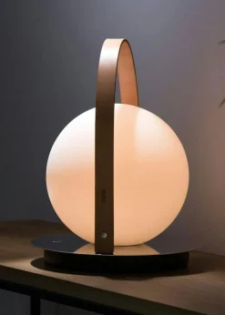 Bola Ljuslykta Portabel, Krom / Tan / Opal