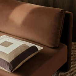 Border Patchwork Kudde 50x50 cm, Carob Brown / Klarblå