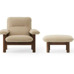 Audo Copenhagen Fotpallar|Fåtöljer-Brasilia Fåtölj Med Ottoman Mörkbetsad Ek, Root