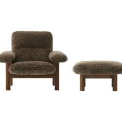 Audo Copenhagen Fotpallar|Fåtöljer-Brasilia Fåtölj Med Ottoman Mörkbetsad Ek, Root