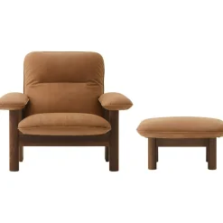 Audo Copenhagen Fotpallar|Fåtöljer-Brasilia Fåtölj Med Ottoman Mörkbetsad Ek, Root