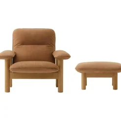 Audo Copenhagen Fotpallar|Fåtöljer-Brasilia Fåtölj Med Ottoman Naturlig Ek, Sheepskin Nature