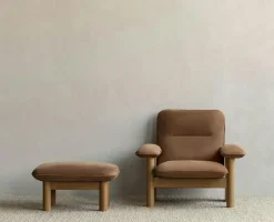 Audo Copenhagen Fotpallar|Fåtöljer-Brasilia Fåtölj Med Ottoman Naturlig Ek, Sheepskin Nature