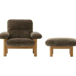 Audo Copenhagen Fotpallar|Fåtöljer-Brasilia Fåtölj Med Ottoman Naturlig Ek, Sheepskin Nature