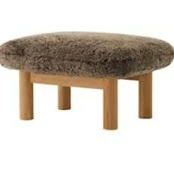 Audo Copenhagen Fotpallar|Fåtöljer-Brasilia Fåtölj Med Ottoman Naturlig Ek, Sheepskin Nature