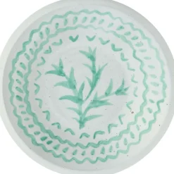 Madam Stoltz Dekorativa Accessoarer-Bricka Terrakotta 20 cm, Vit / Grön